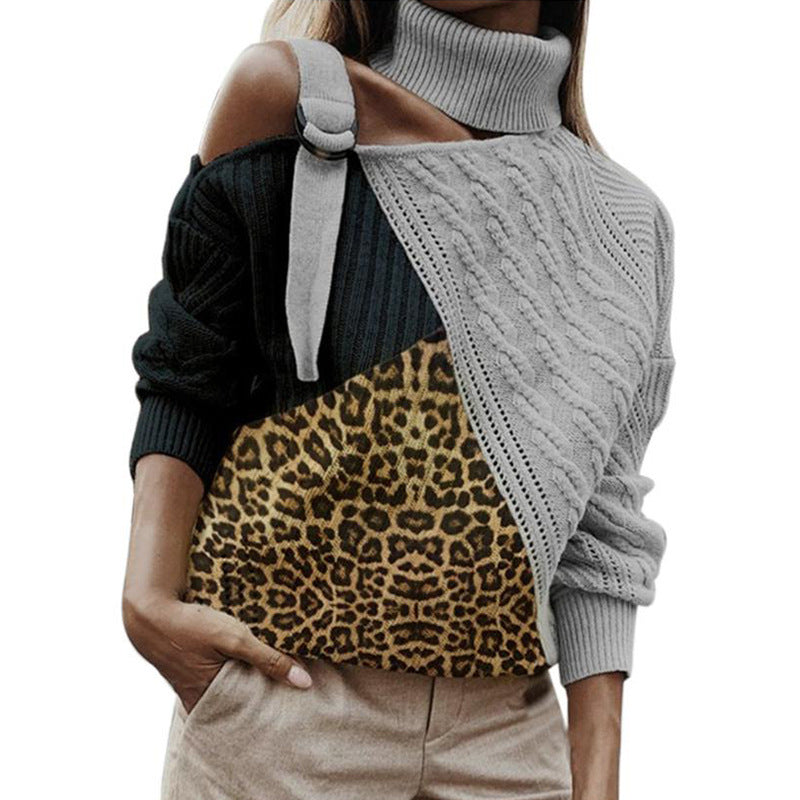 Leopard patchwork sweater
