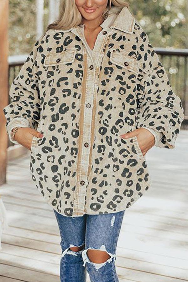 New Casual Leopard Print Coat For Women