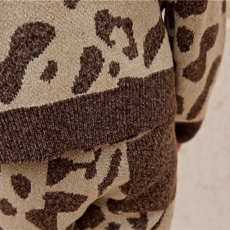Leopard print crew neck sweater