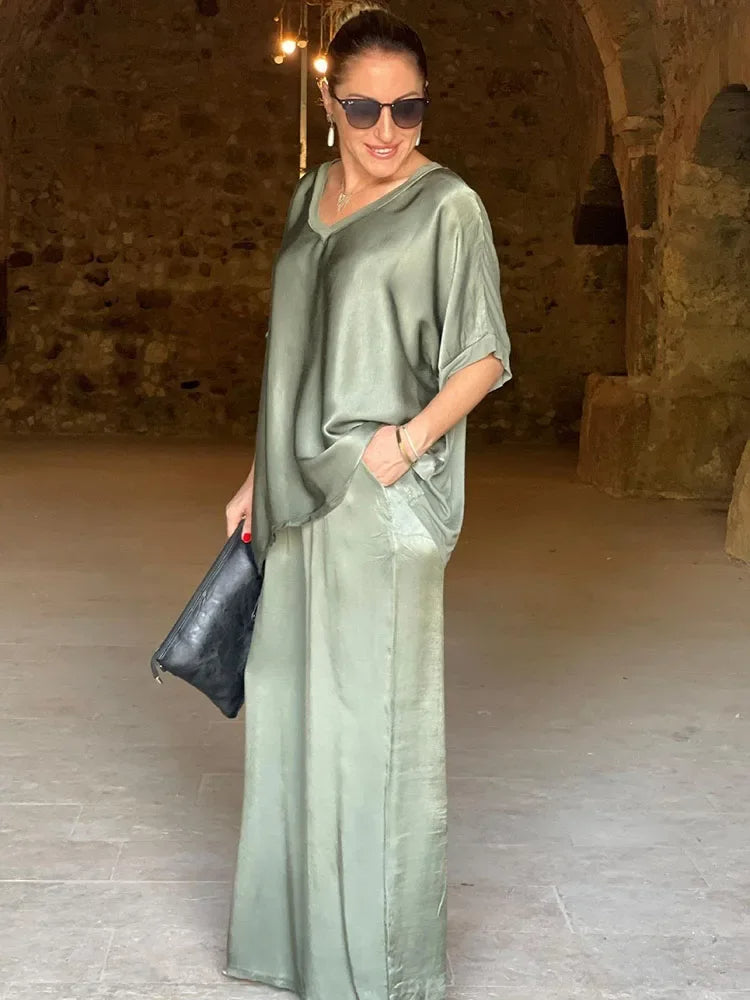 V-Ausschnitt Fashion 2-teiliger Hosenanzug