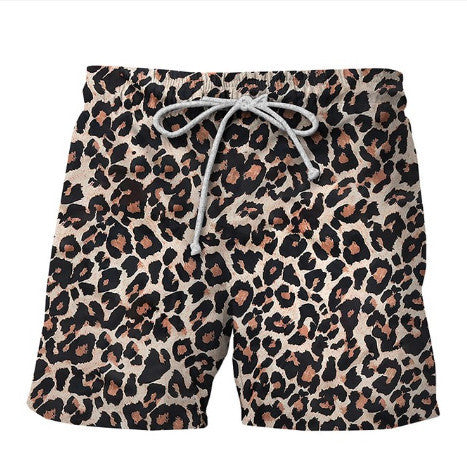 Sommer Erweiterte 3D-Druck Leopard Print Herren Shorts
