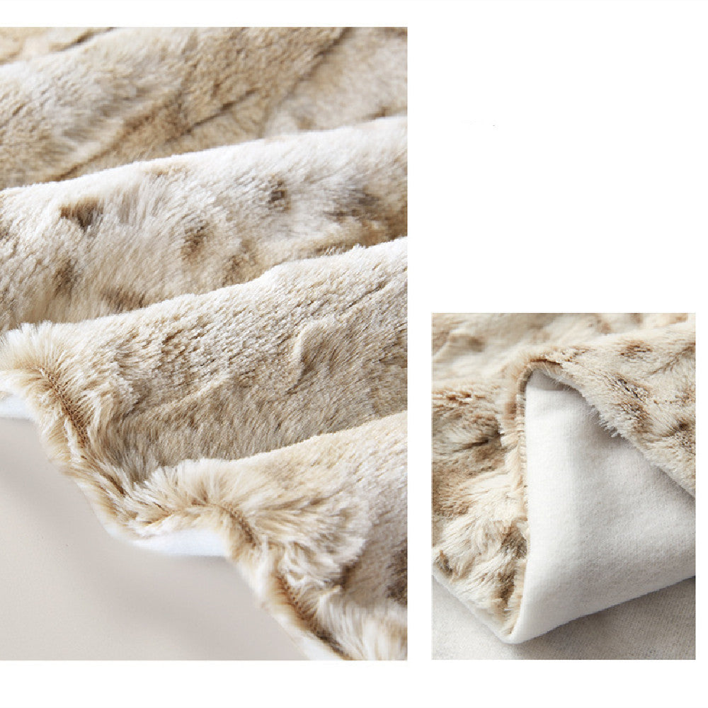 Women's Thickened White Leopard Blanket