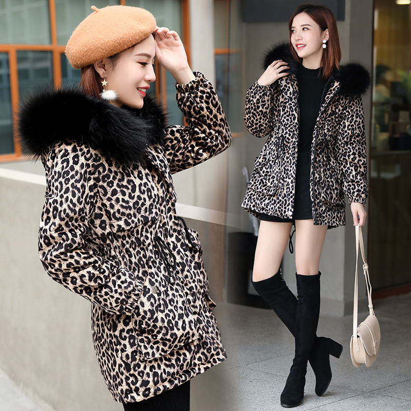 Women's Golden Velvet Leopard Cotton Coat