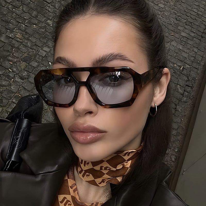 Ins Big Frame Leopard Sonnenbrille Sommer Sonnenschirm Strand Urlaub Brille