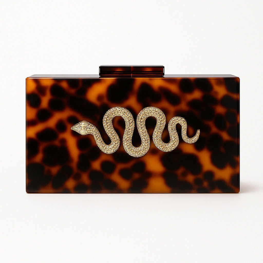 Leopard Print Acrylic Clutch Bag