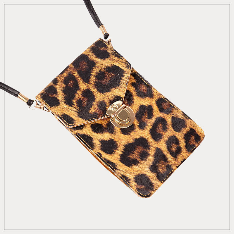Retro-Telefontasche mit Leopardenmuster