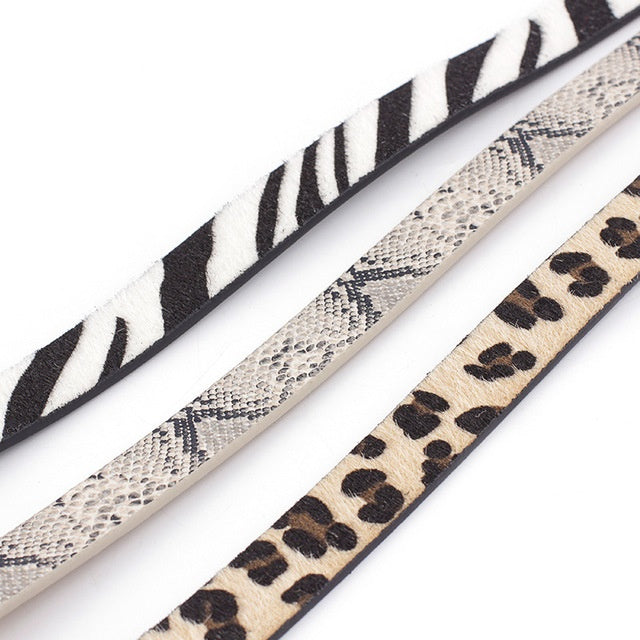 Mode runder Knopf Leopard Style Zebra Snake Belt
