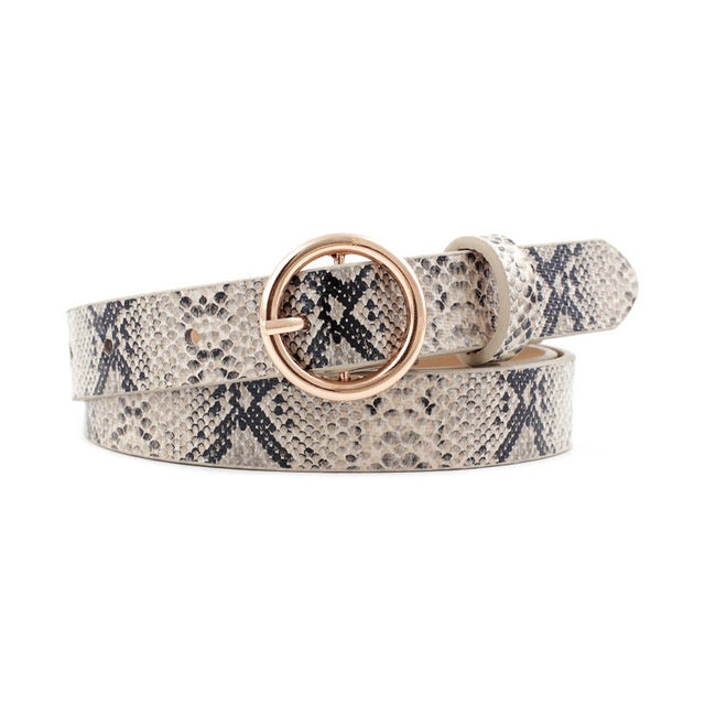 Mode runder Knopf Leopard Style Zebra Snake Belt