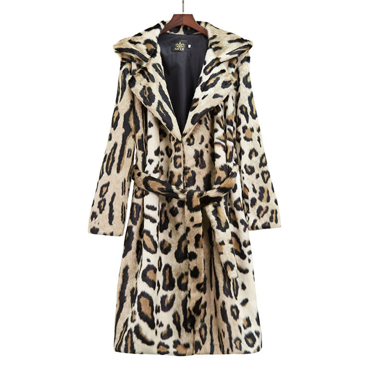 Long Plush Coat Women's Coat Belt Trench Coat