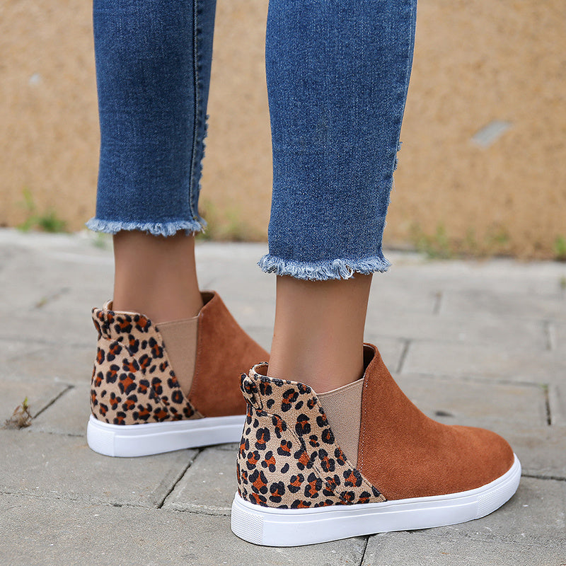 Leopardenmuster-Flatrates Frauen V Ausschnitt Elastische Band Schuhe