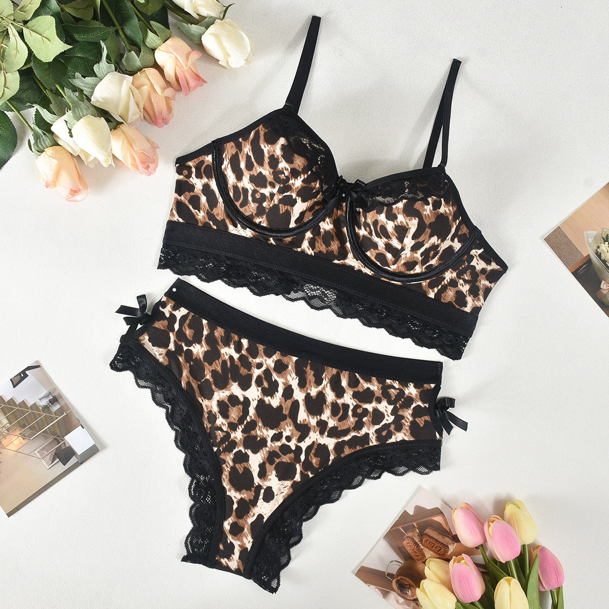 Leopard Print Bequeme Slim Fit Unterwäsche Anzug