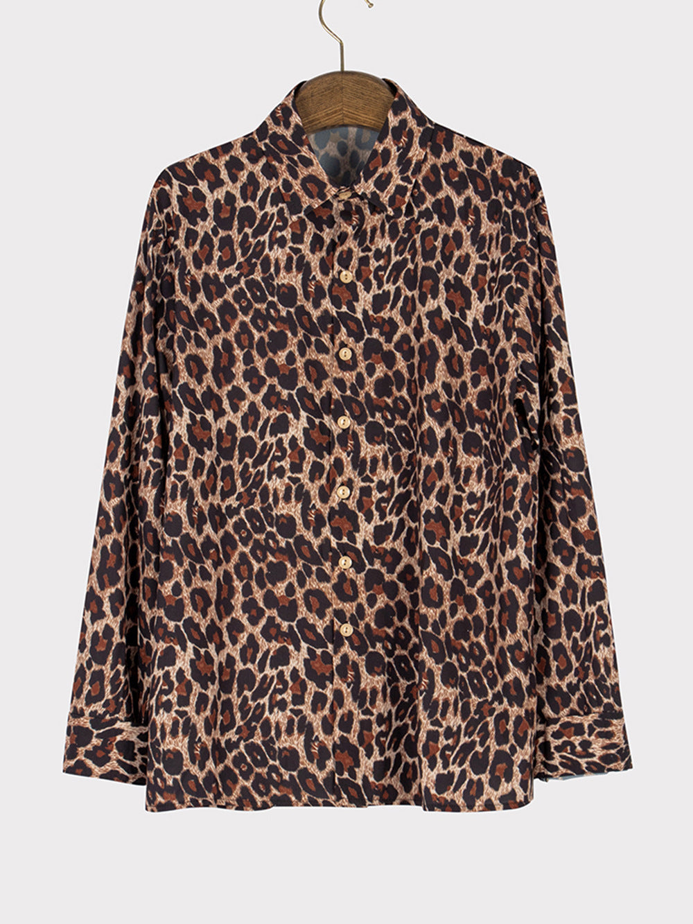 Herrenhemd Leopardendruck Langarmhemd