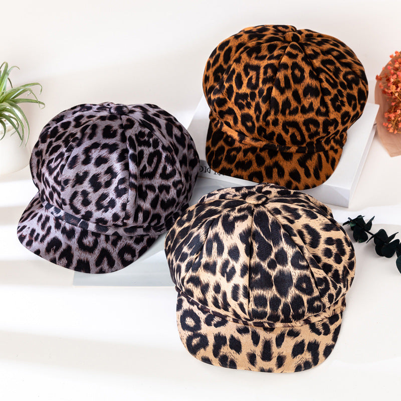 Damenmode personalisierte Leopard Print achteckigen Hut