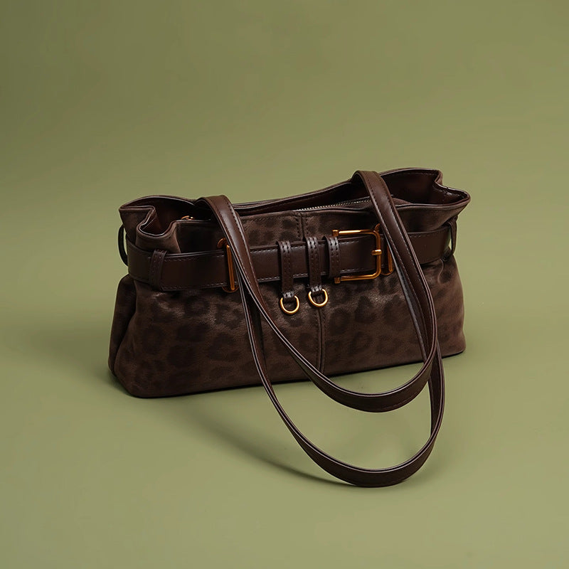 Temperament Autumn And Winter Retro Leopard Print Shoulder Bag