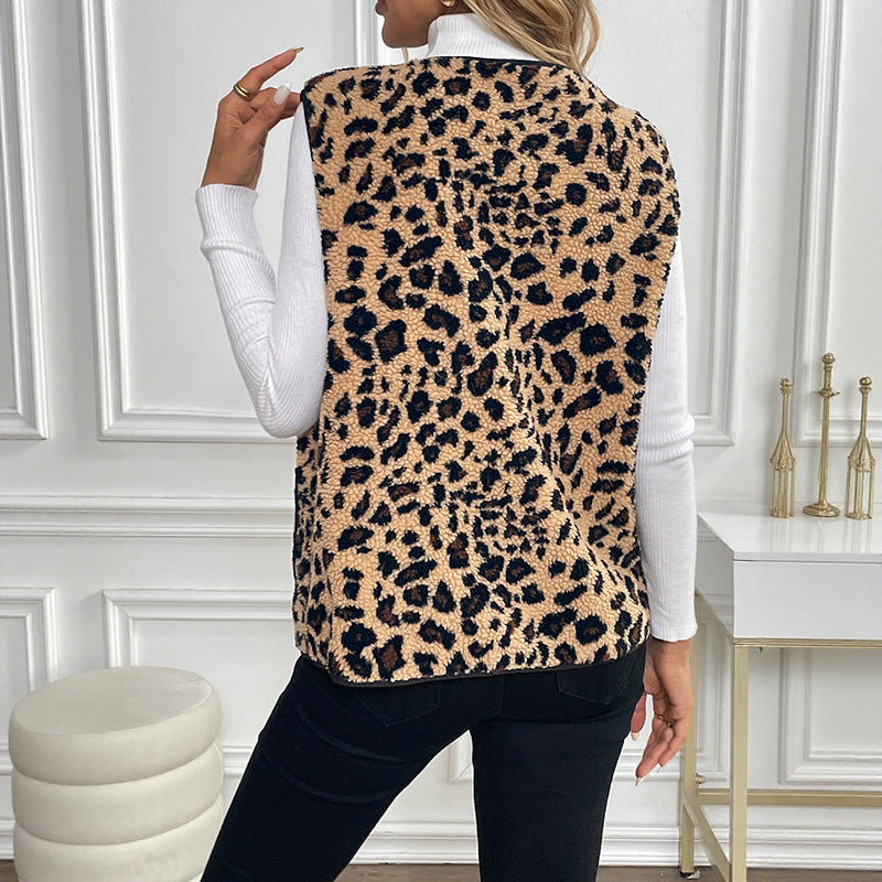 Leopard Print Cardigan Warm Outerwear Top
