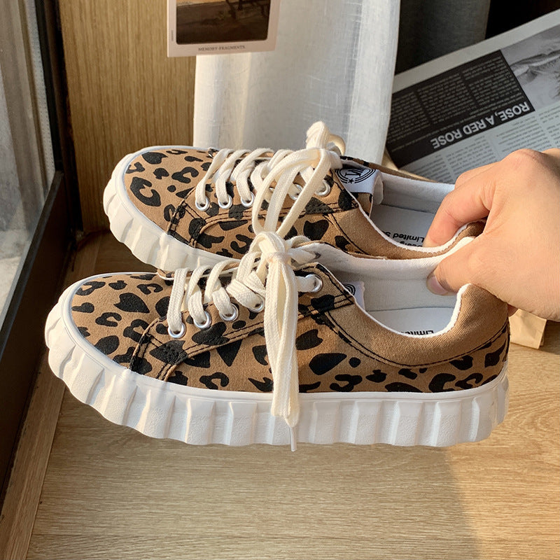 Leopard Print Canvas Schuhe Weiblich Koreanisch Ins Style Student Wild Big