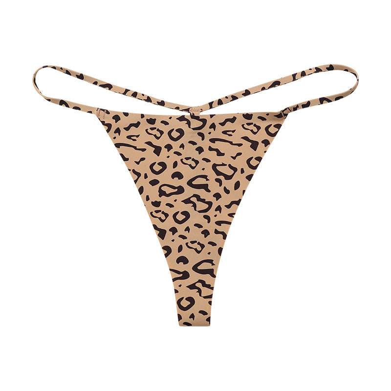 Leopard Print Thong Women's Thin Belt, Low Waist, Hot And Seductive Stretch T Briefs