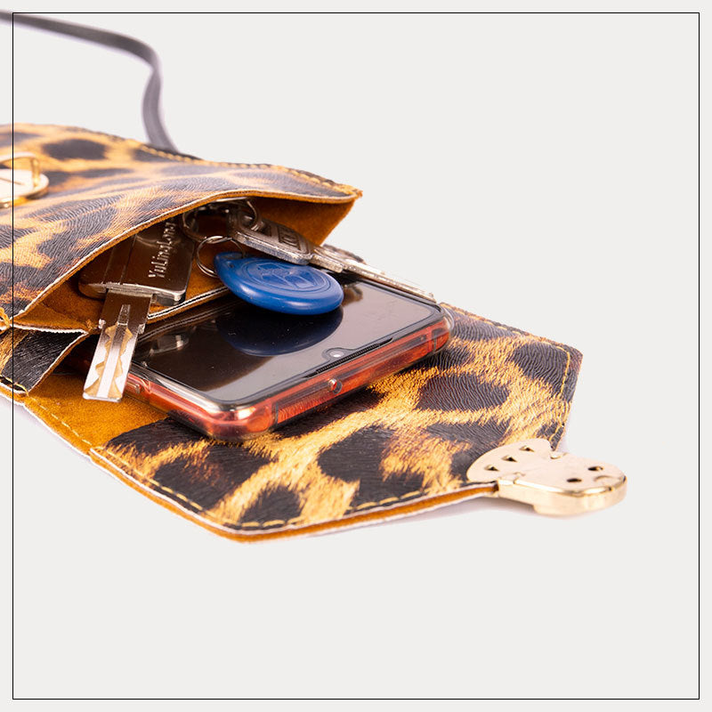 Retro-Telefontasche mit Leopardenmuster