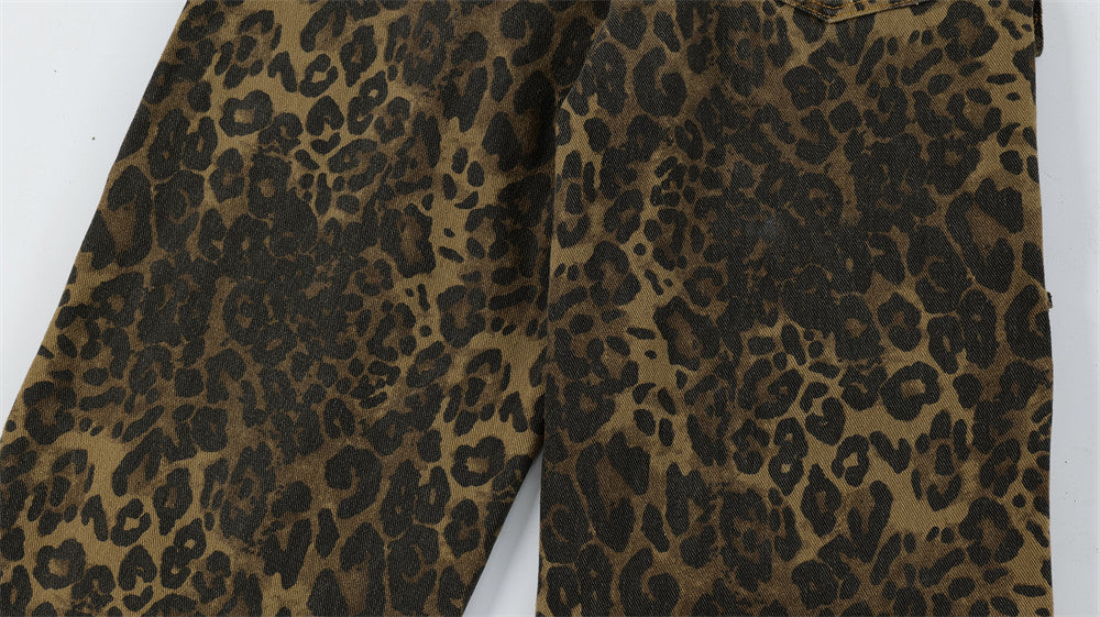 Herren Punk-Jeans mit Leopardenfalten
