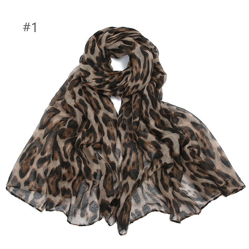 Grenzüberschreitende Reise Sonnenschutz Voile gedruckt klassische Leopard Muster flache Platte Frauen Zehenkappe Schal