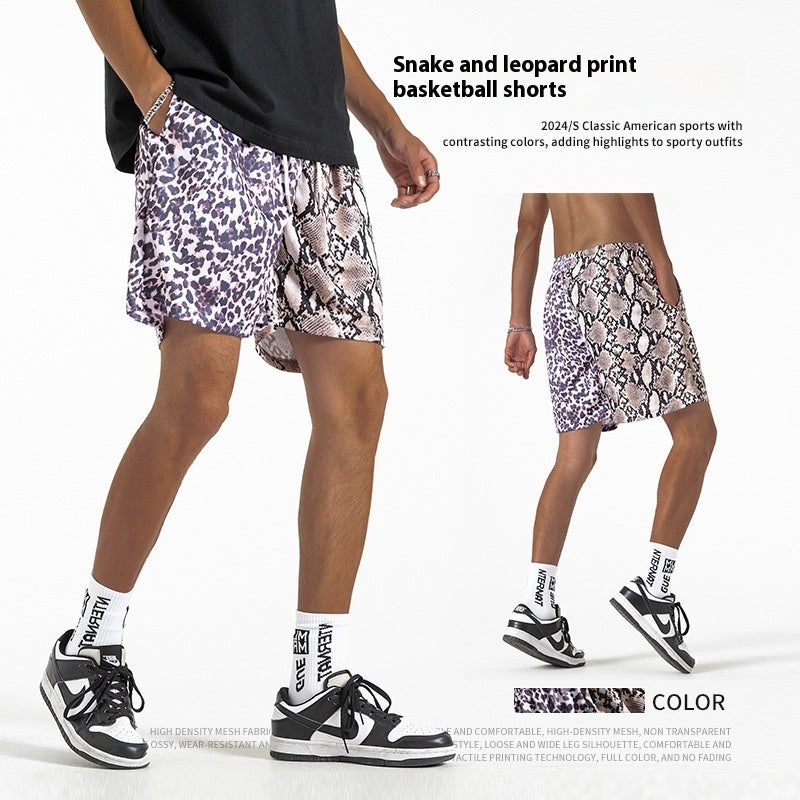 Snake Leopard Print Basketball Shorts Herren Freizeithosen