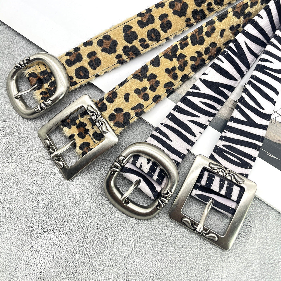 Leopard Print and Zebra Print Gürtel New Simple Style Taille