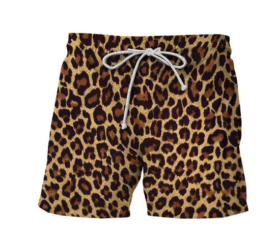 Sommer Erweiterte 3D-Druck Leopard Print Herren Shorts
