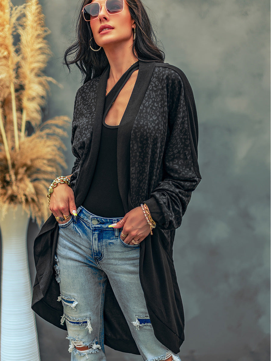 Black Leopard Splicing Sweater