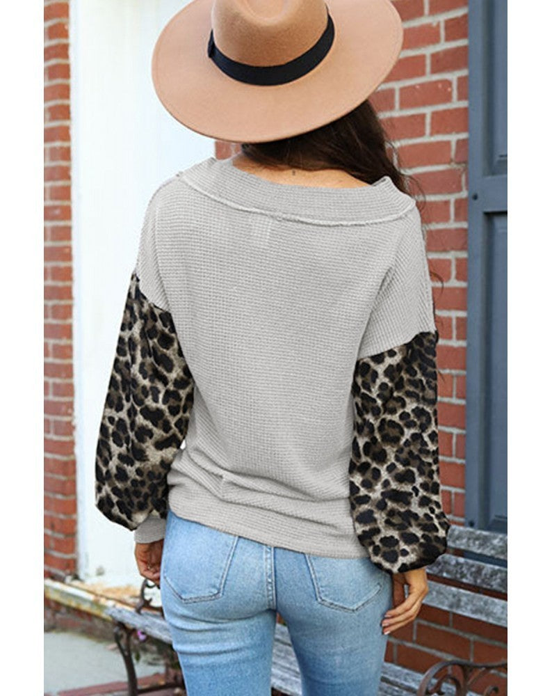 Women's Long-sleeved Autumn Leopard Splicing Street Style Sweater