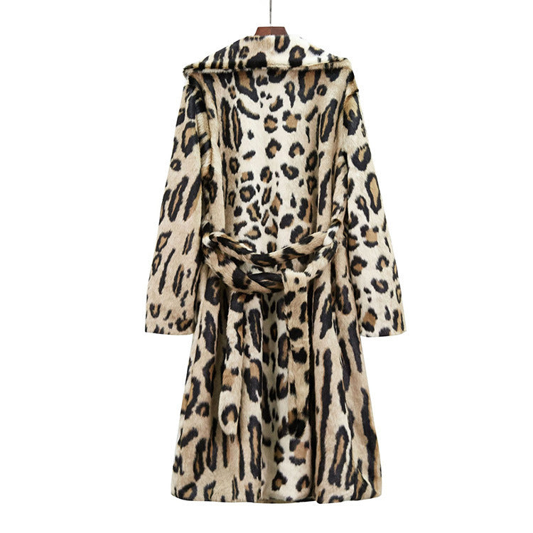 Long Plush Coat Women's Coat Belt Trench Coat