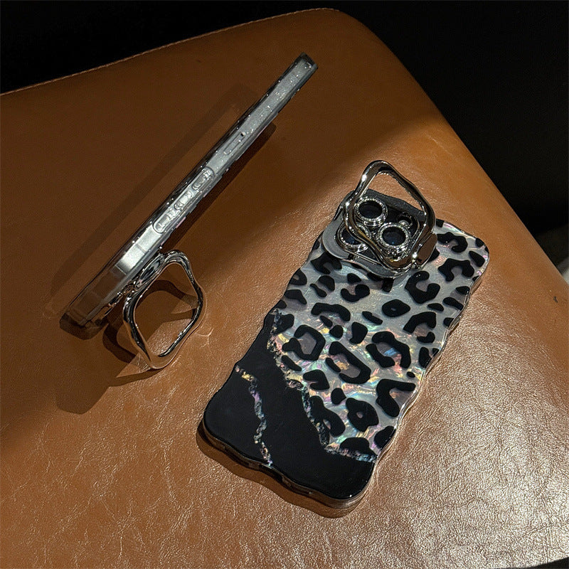 Ins Wave Leopard Print Telefon Fall Objektiv Halterung