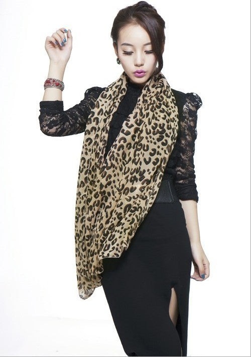 Chiffon koreanischer Modeschal Schal Leopard langer Schal