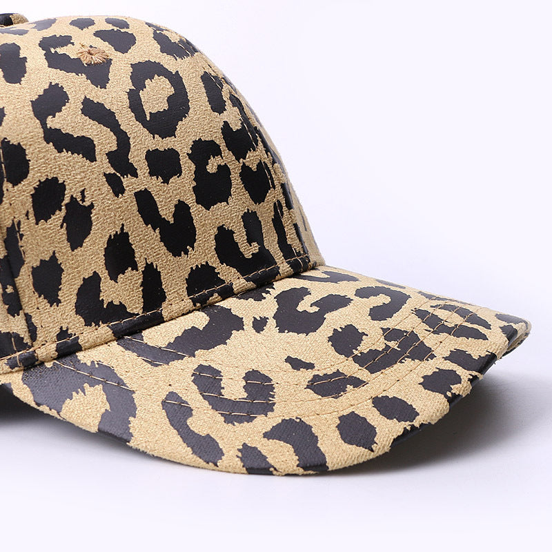 Hut weiblich Leopard Print Baseballkappe Sonnenschirm Outdoor Reise Sonnenschutz Ente Zunge