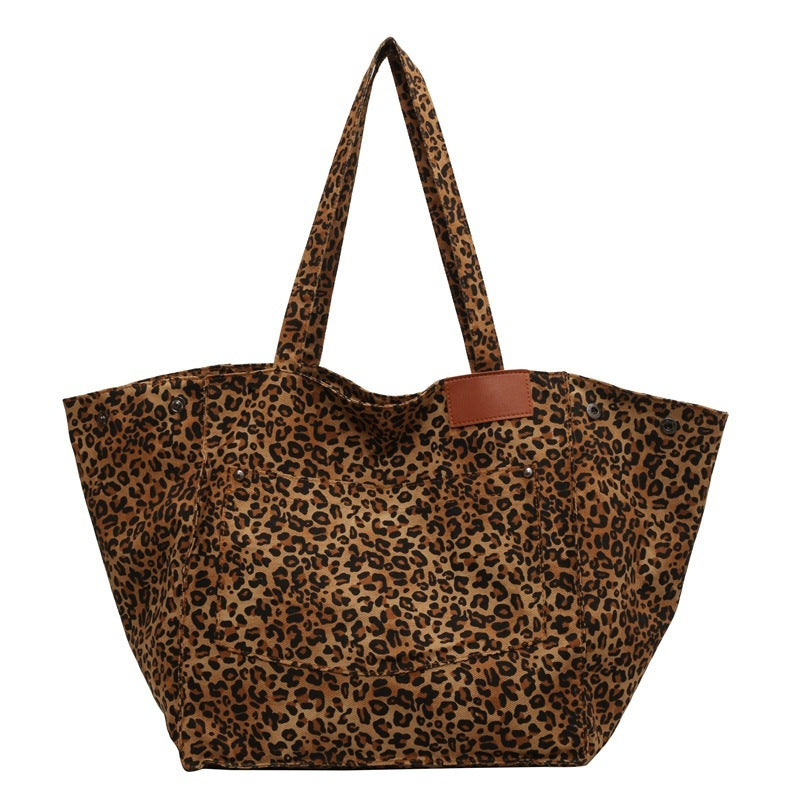 Leopard Print Canvas Tote Bag mit großer Kapazität