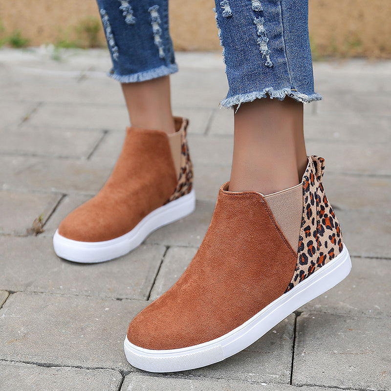 Leopardenmuster-Flatrates Frauen V Ausschnitt Elastische Band Schuhe