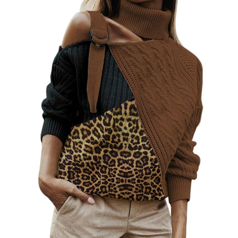 Leopard patchwork sweater
