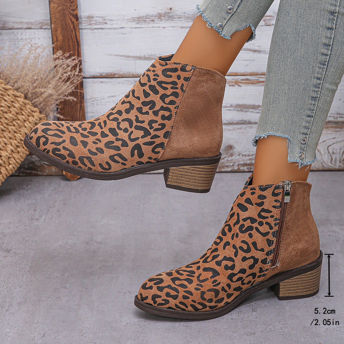Women's Leopard Print Winter Chelsea Boots Shoes