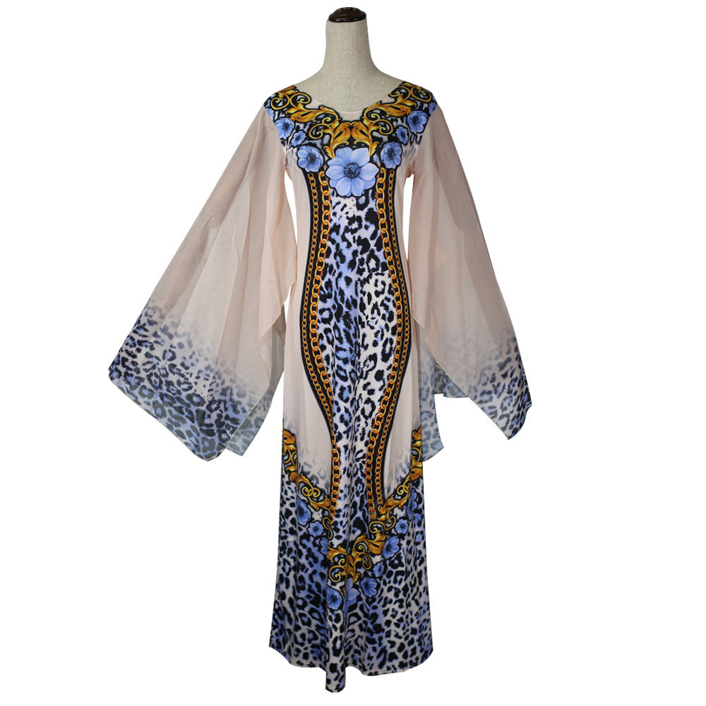 Europäisches und amerikanisches Sommerkleid mit Leopardenmuster