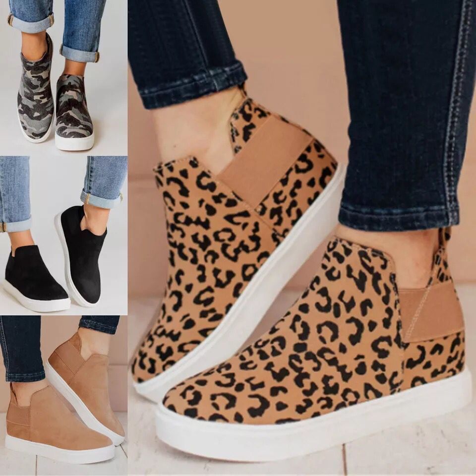 Dick-sohlige Frauen flach-sohlige Freizeitschuhe Leopard Print Lazy