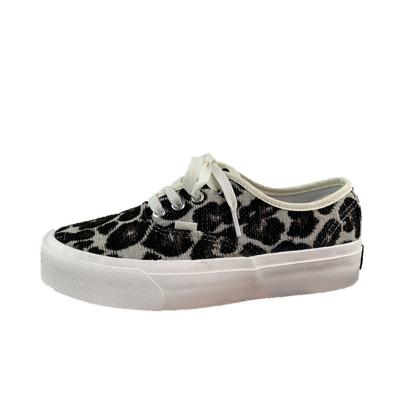 Frauen Frühling Herbst Leopard Print Casual Fashion Soft Round Toe Solid Elastic Straps Flat Shoes