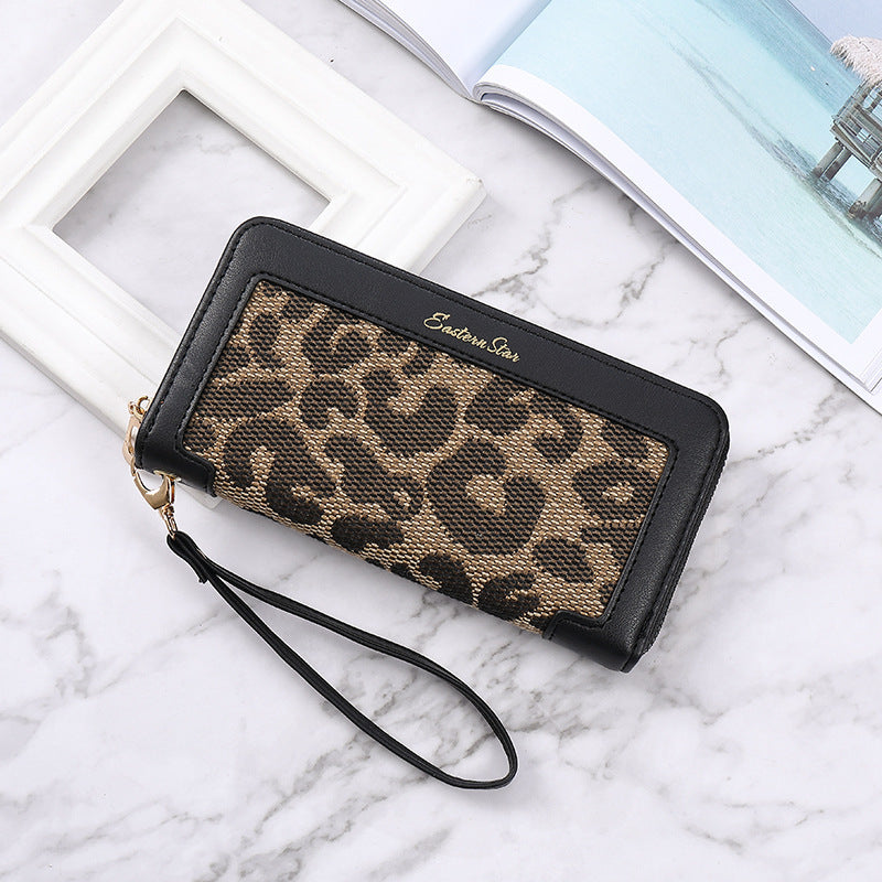 Brieftasche Weiblich Lange Leopard Print Mode Purse Klassisch Große Kapazität Reißverschluss Multifunktional Multi-Card-Slot Clutch Weiblich