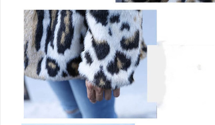 Lady's Fur Coat Leopard Print Hooded Mink