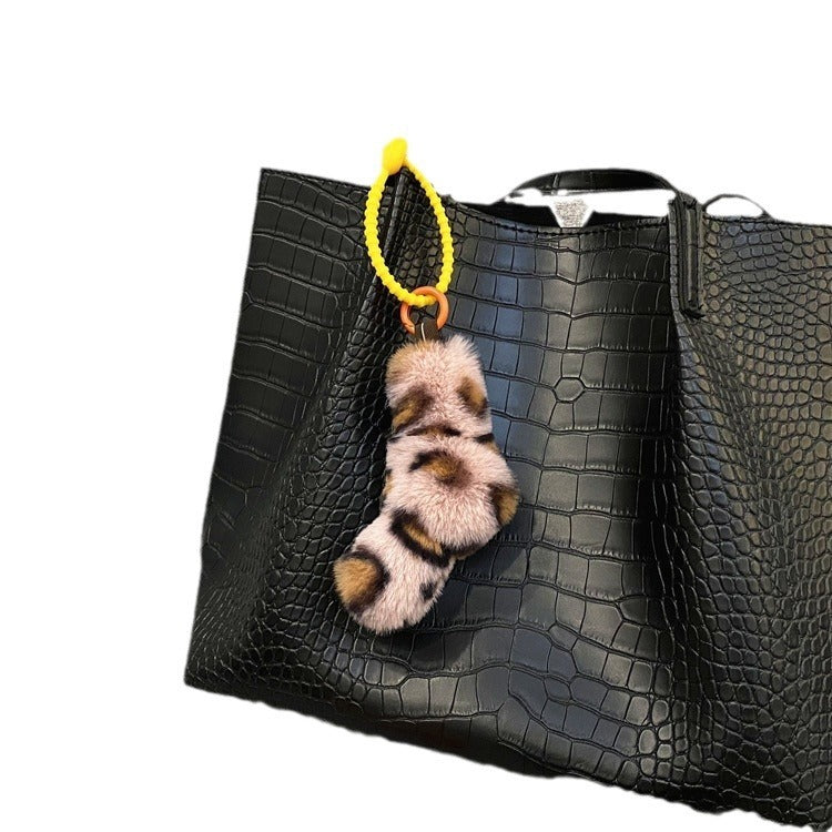 Fuchsschwanz Plüschtasche Niedlicher Leopard Plüsch-Anhänger