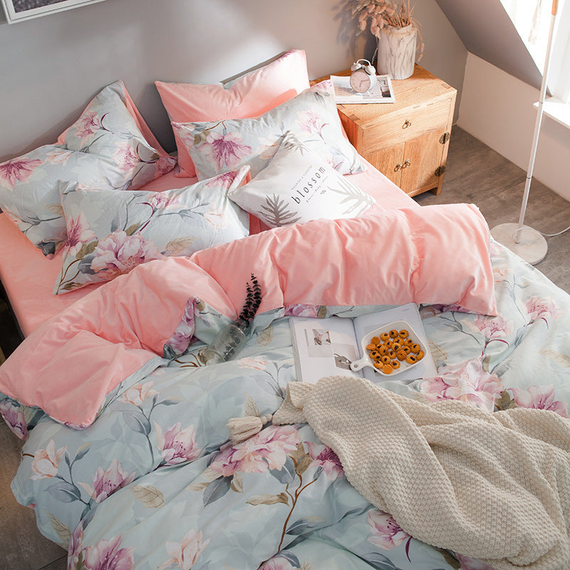 Fashion Student Sheet Set Decke Abdeckung Bettwäsche 4-teiliges Set