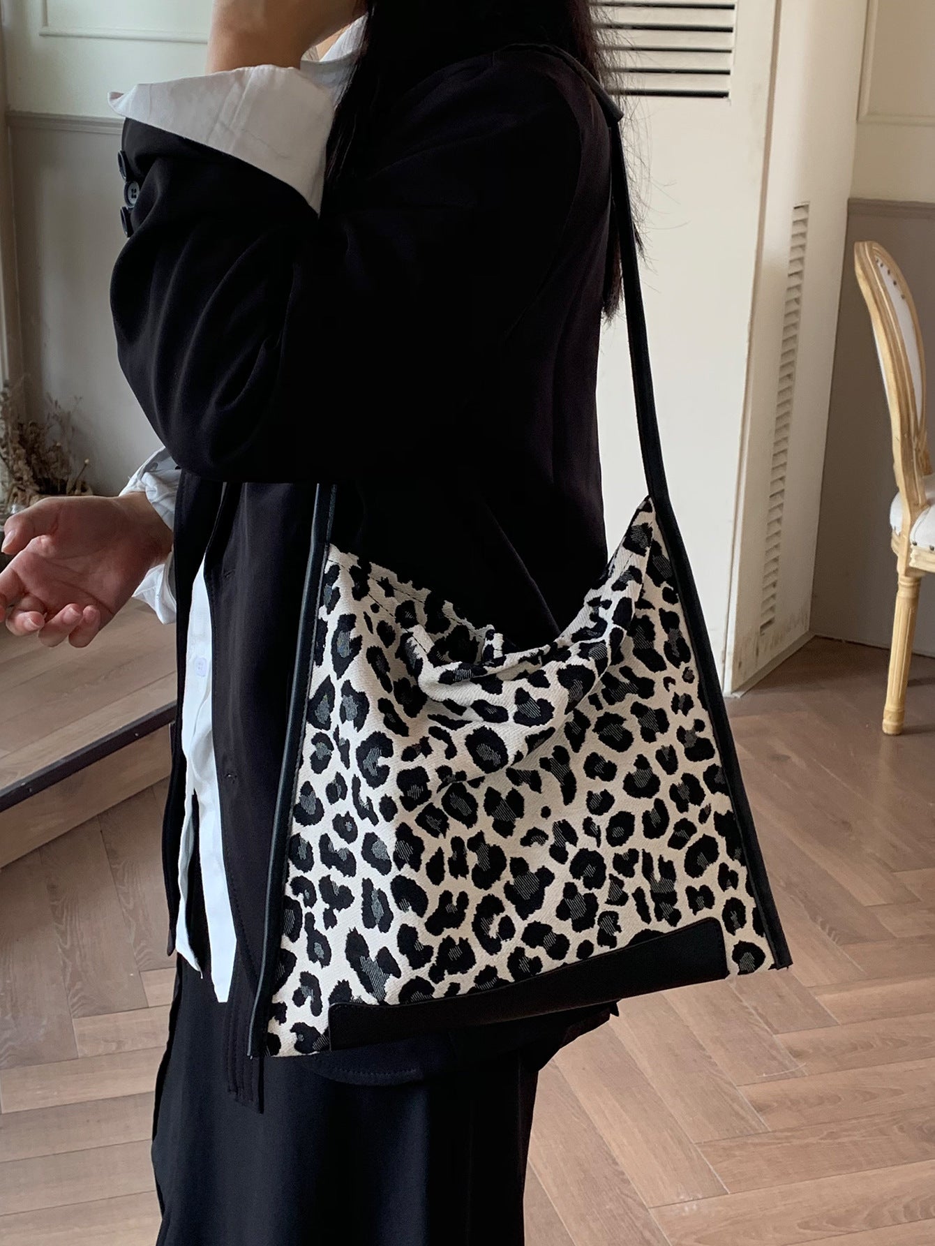 Mode Leopardenmuster Canvas einzelne Umhängetasche Netz
