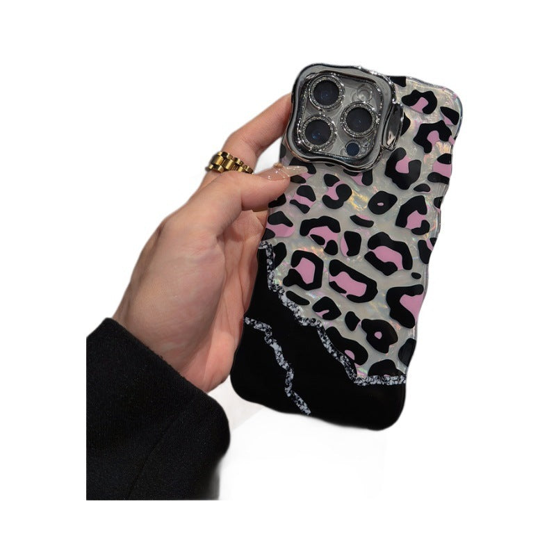 Ins Wave Leopard Print Telefon Fall Objektiv Halterung