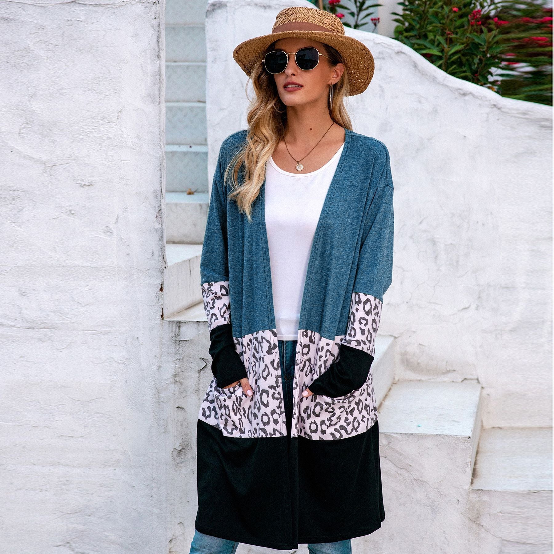 Leopard print cardigan sweater
