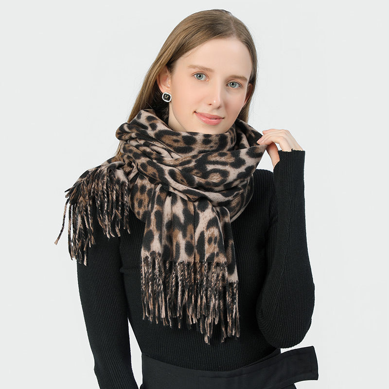 Leopard Print Schal Frauen All-matching Komfortable Kaschmir-wie Schal