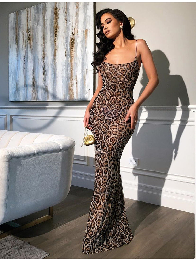 Camisole-Kleid mit Leopardenmuster