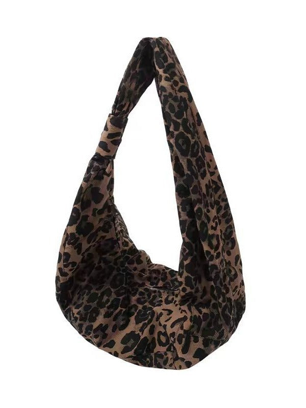 Mode plissierte Leopard Print Crossbody Tasche